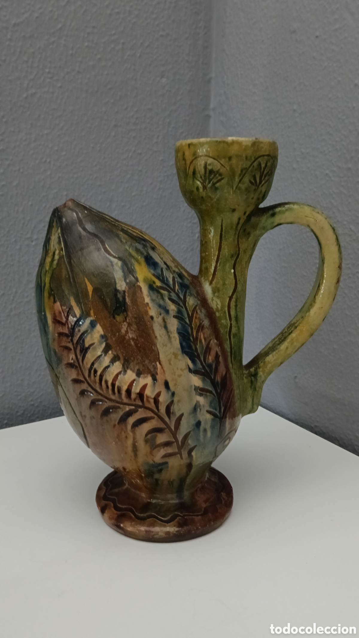 Otros objetos de arte: Botijo de Cer&aacute;mica Esmaltada Vintage - Foto 3