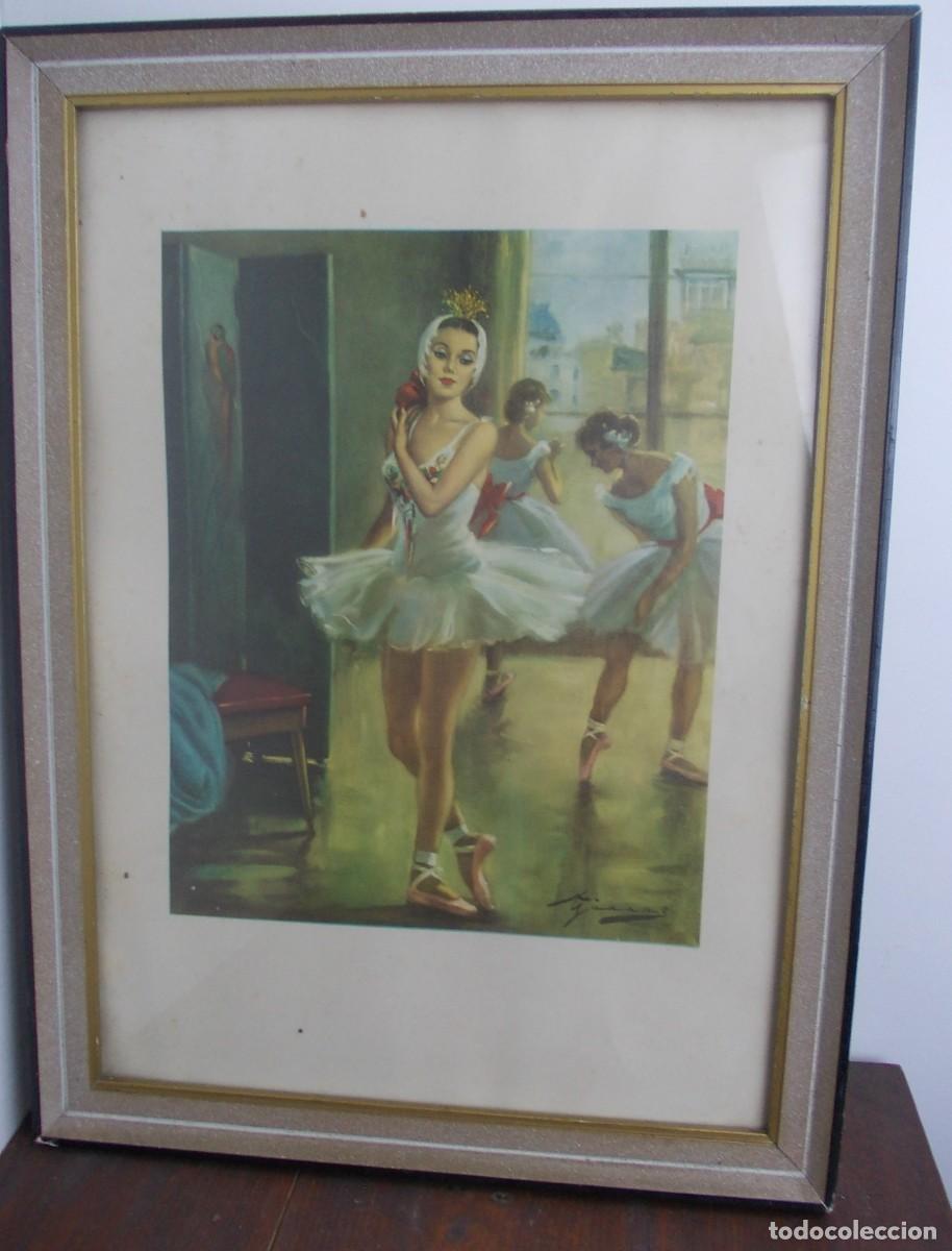 Art: Cuadro de bailarinas estilo cl&aacute;sico firmado arte ballet pintura danza decoraci&oacute;n art&iacute;stica
