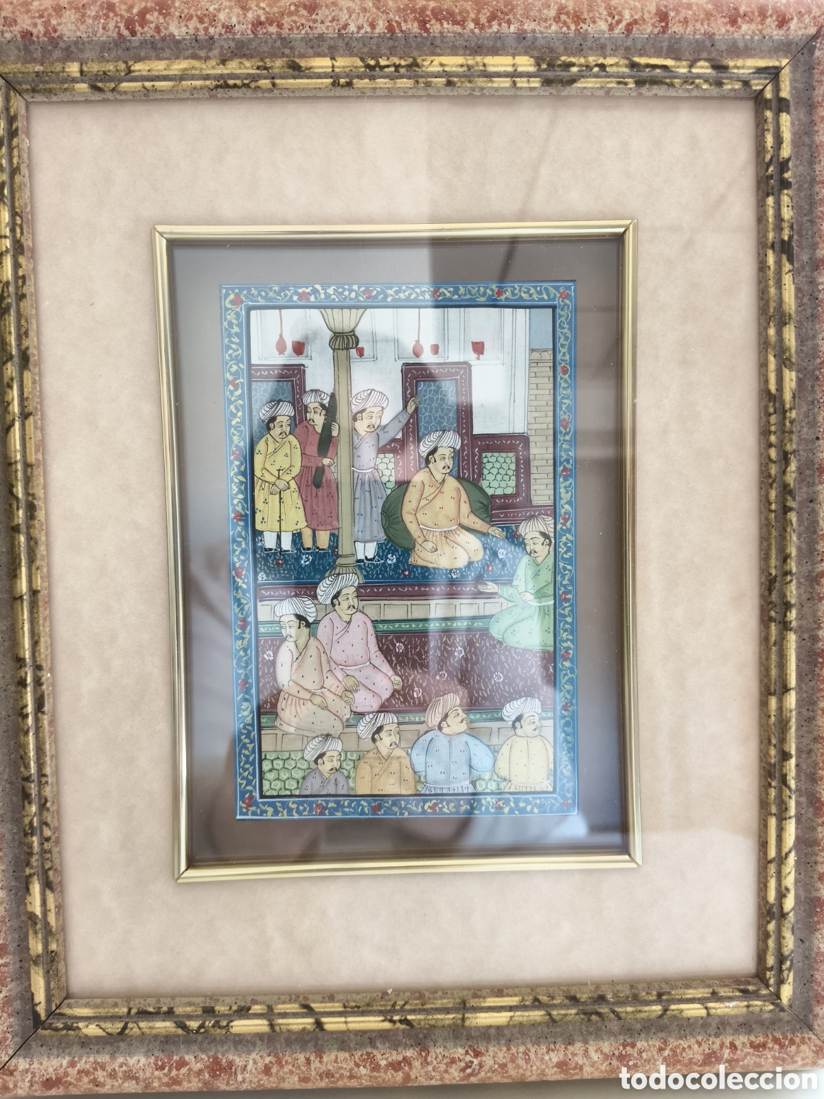 Otros Objetos de Arte: Original cuadro con miniatura de estilo persa o India