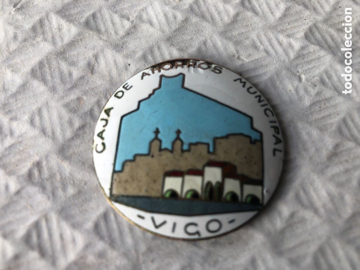 Otros Objetos de Arte: Antiguo esmalte Caja de Ahorros Municipal de Vigo Hermanos Hernandez ?