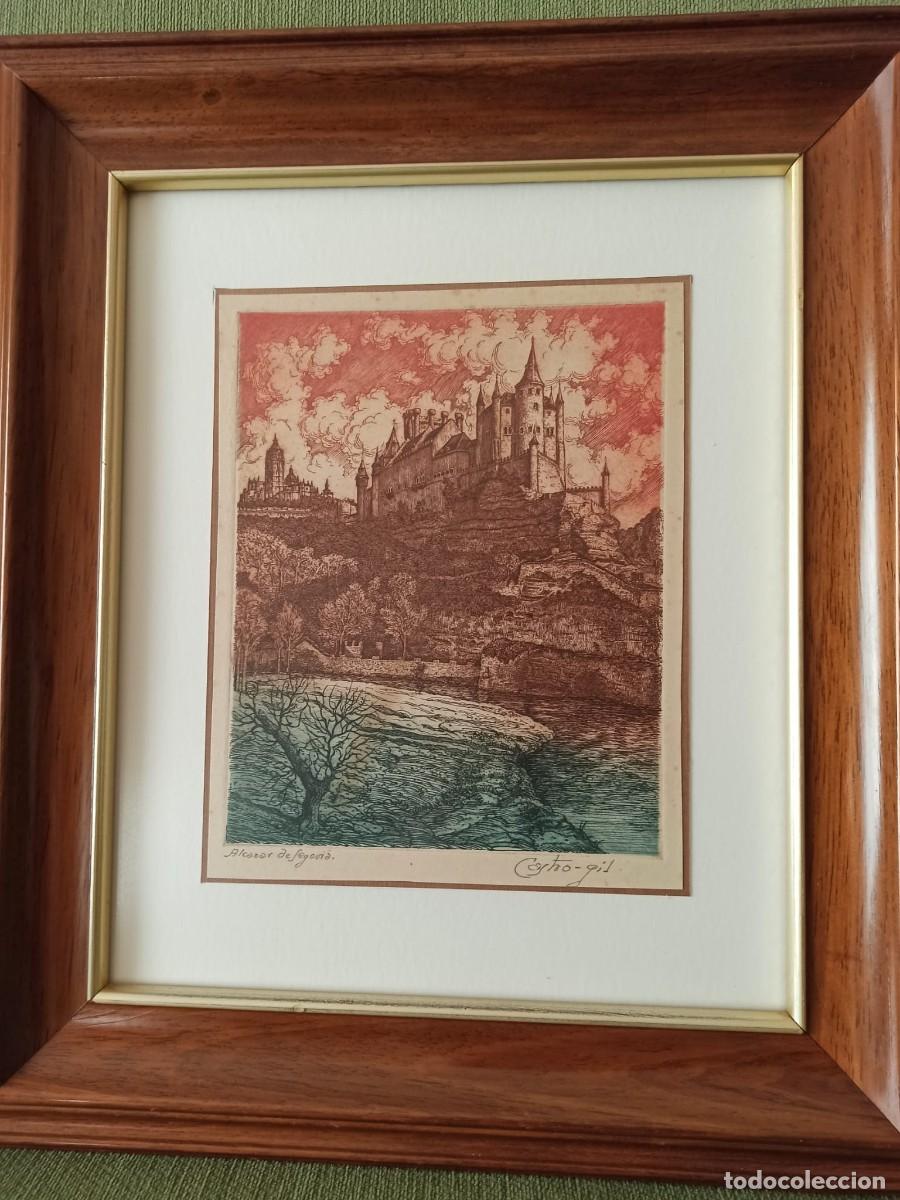 Andere Kunstgegenst&auml;nde: ALC&Aacute;ZAR DE SEGOVIA AGUAFUERTE CASTRO GIL MEDIDAS PINTURA 16,5 X 21 MARCO 34 X 39 CENT&Iacute;METROS