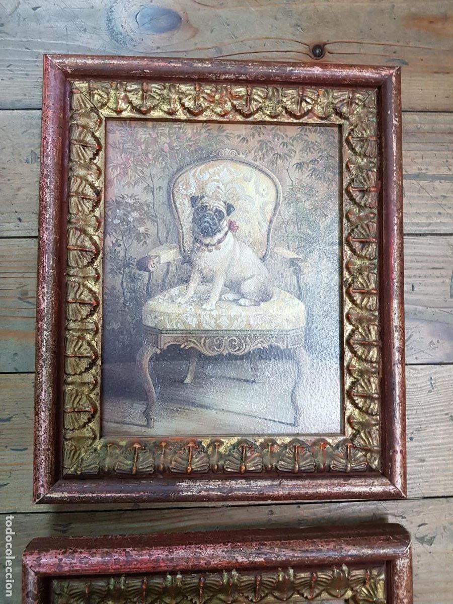 Otros objetos de arte: PAREJA DE CUADROS-PERROS - Foto 2