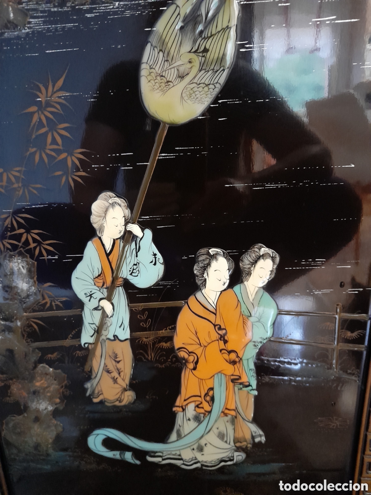 Otros objetos de arte: Tabla lacada china 38 x 75 cm - Foto 3