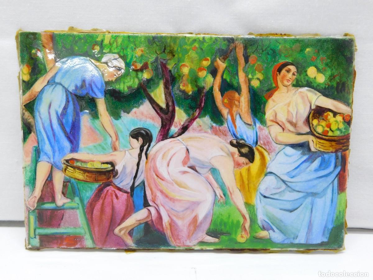 Otros objetos de arte: ESMALTE SOBRE COBRE - CAMPESINAS - Foto 1