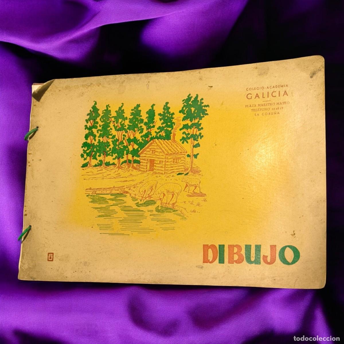 Otros Objetos de Arte: Antiguo Cuaderno De Dibujo En Blanco Mediados S. XX &ndash; Colegio Academia Galicia Vintage