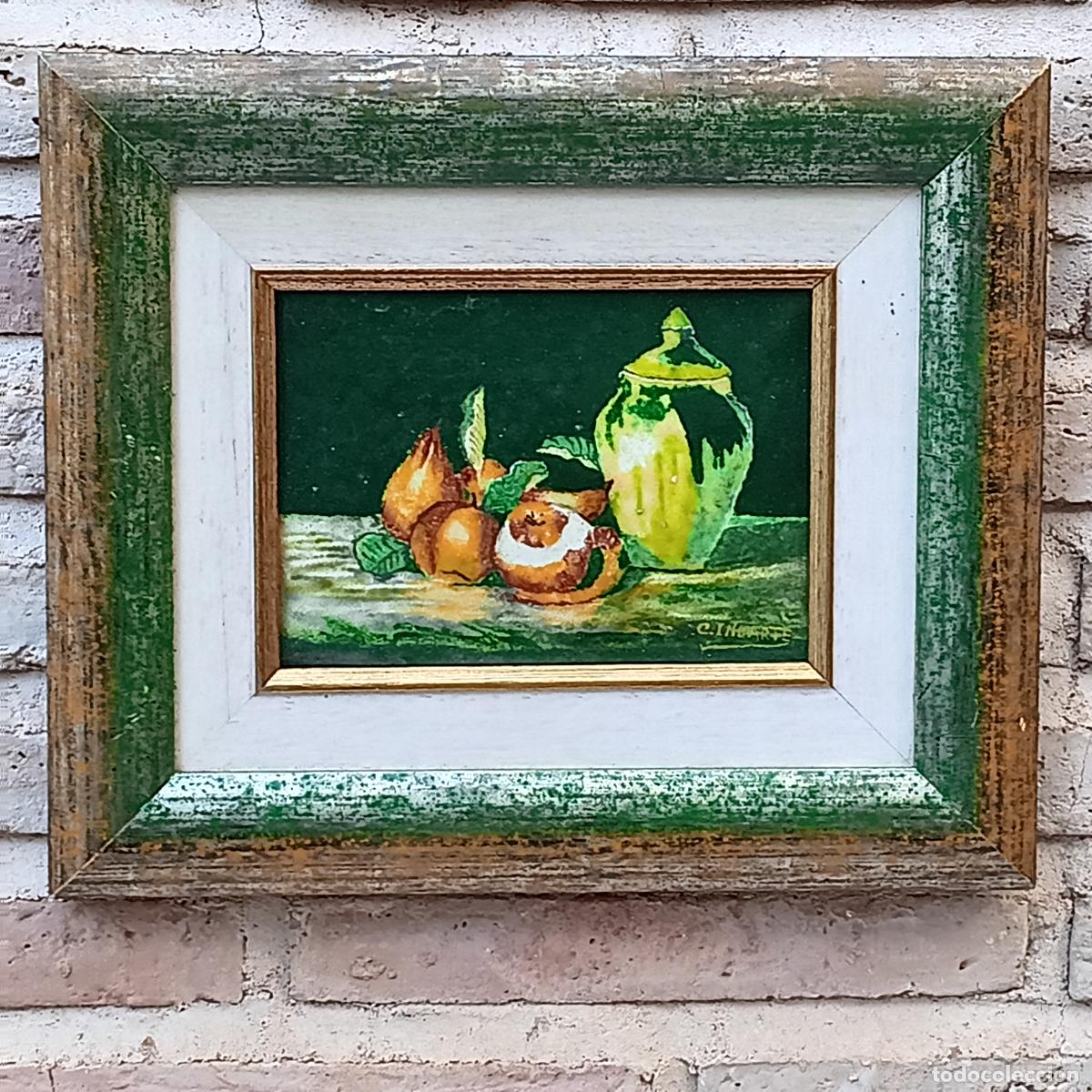 Otros Objetos de Arte: CUADRO BODEGON EN ESMALTE A FUEGO SOBRE METAL. FIRMADO.