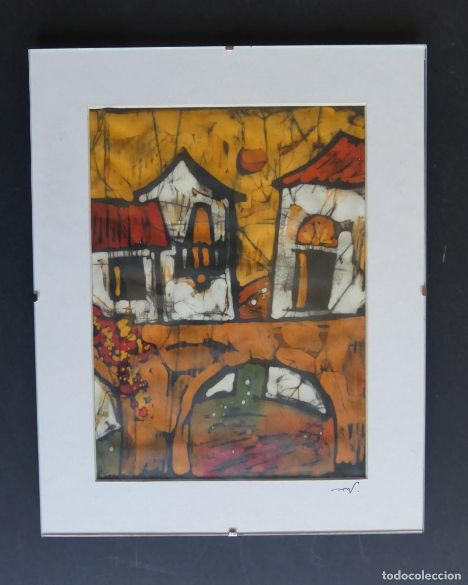 Otros Objetos de Arte: BONITO CUADRO DE T&Eacute;CNICA BATIK FIRMADO ( PAGO POR BIZUM )