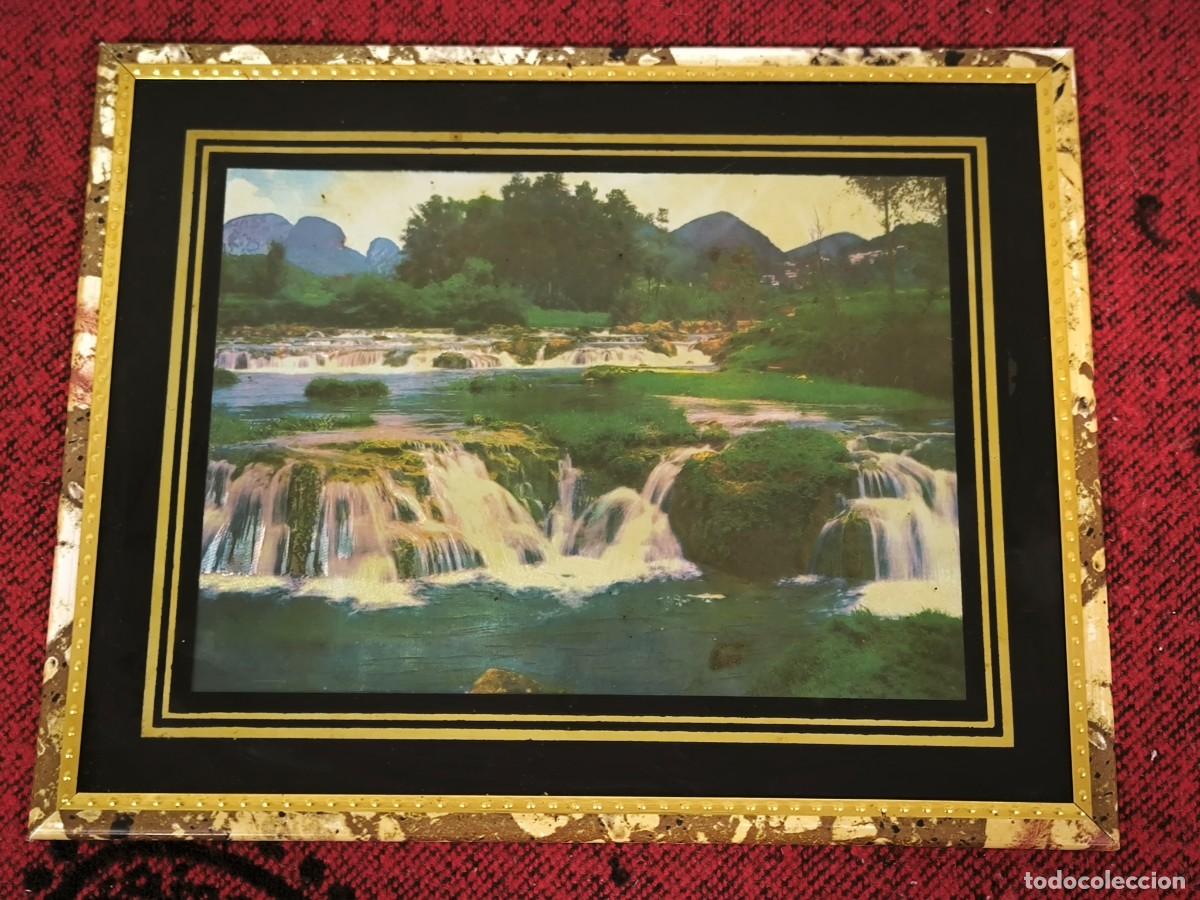 Otros Objetos de Arte: Cuadro 3D Paisaje Con Cascadas &ndash; L&aacute;mina Decorativa Enmarcada Con Efecto Profundidad