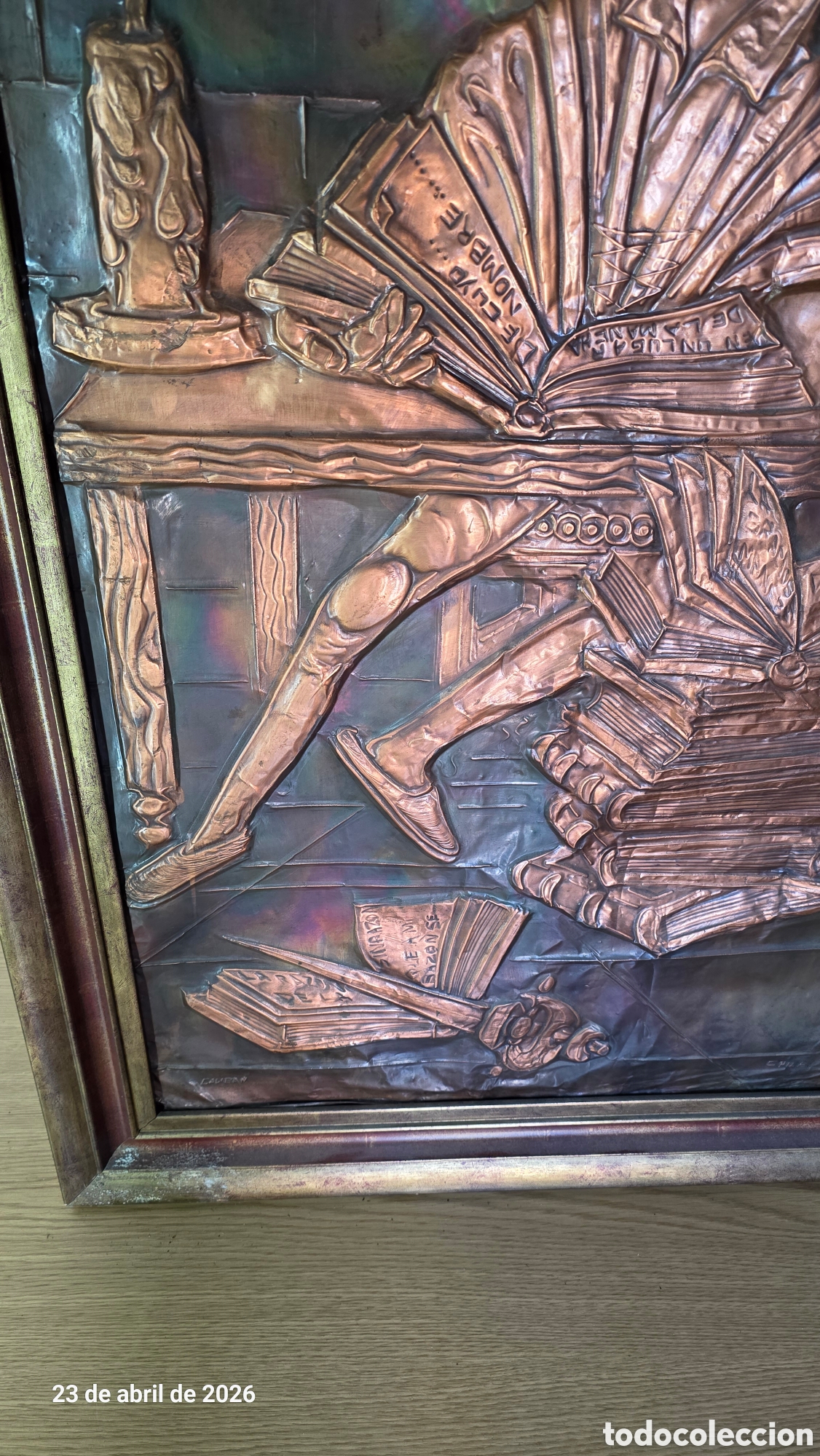 Otros objetos de arte: Cuadro Fon Quijote en relieve cobre - Foto 3