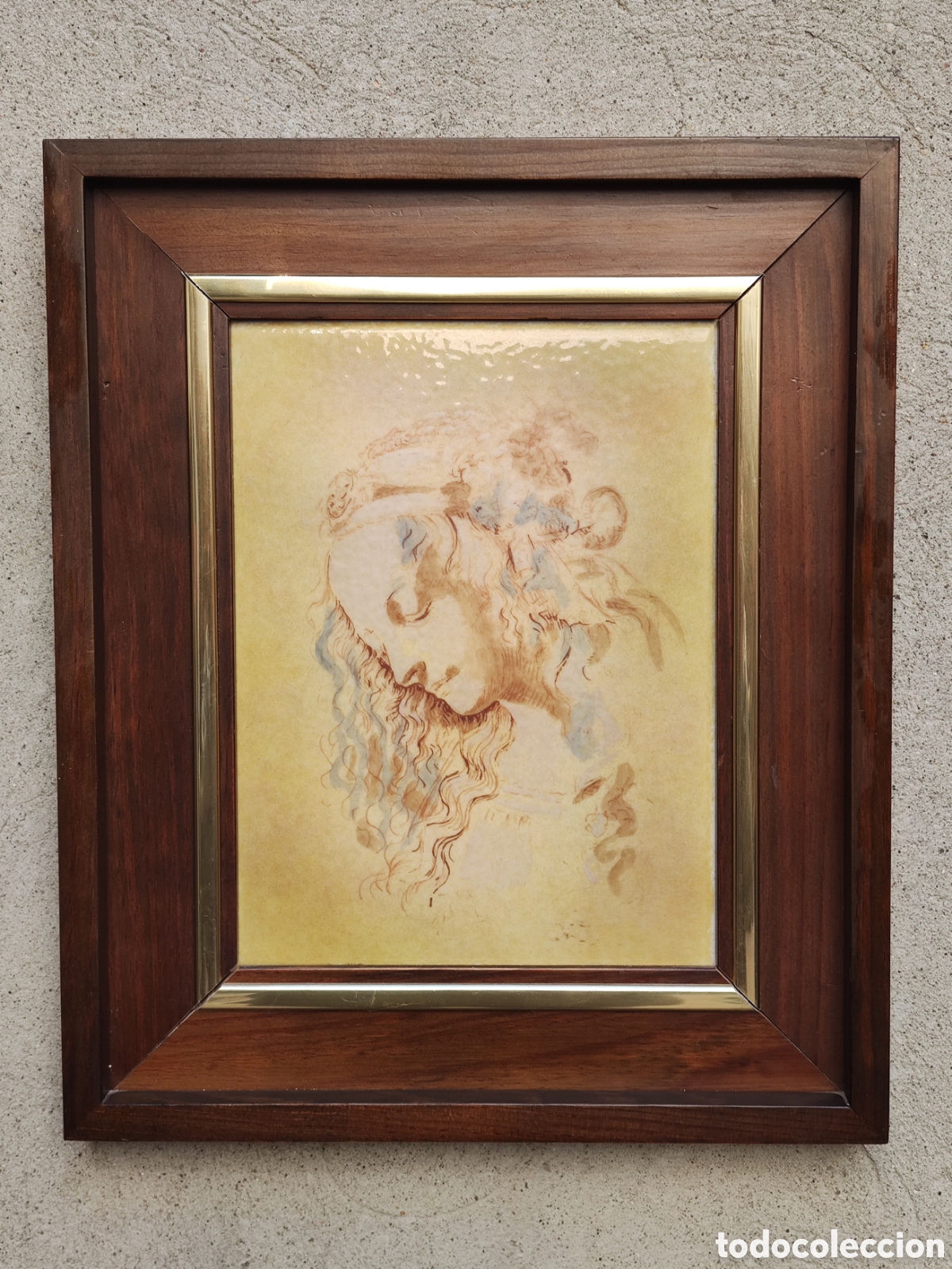 Otros Objetos de Arte: Cuadro Esmalte al fuego Cabeza de mujer - Estudio de Leonardo Da Vinci