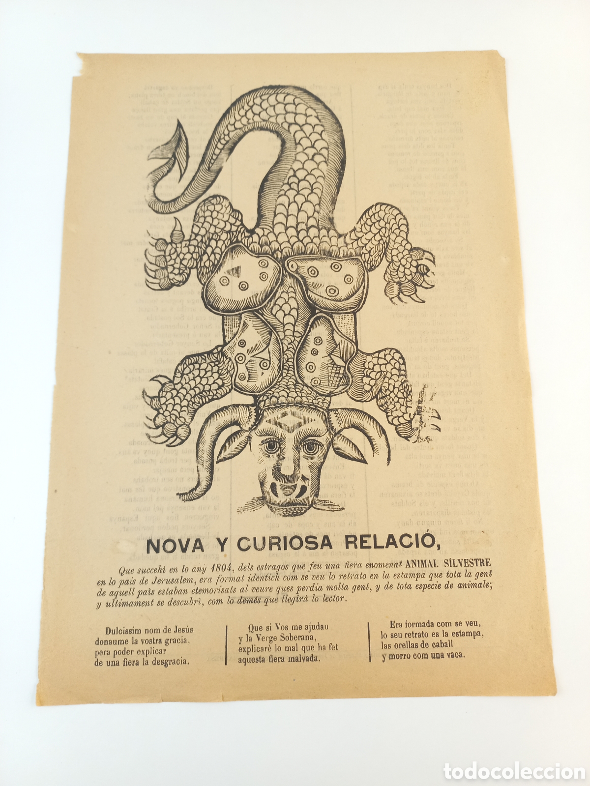 Otros Objetos de Arte: Nova y Curiosa Relaci&oacute;... siglo XIX. Catal&aacute;n. Folklore. Impremta Joseph Roca Manresa