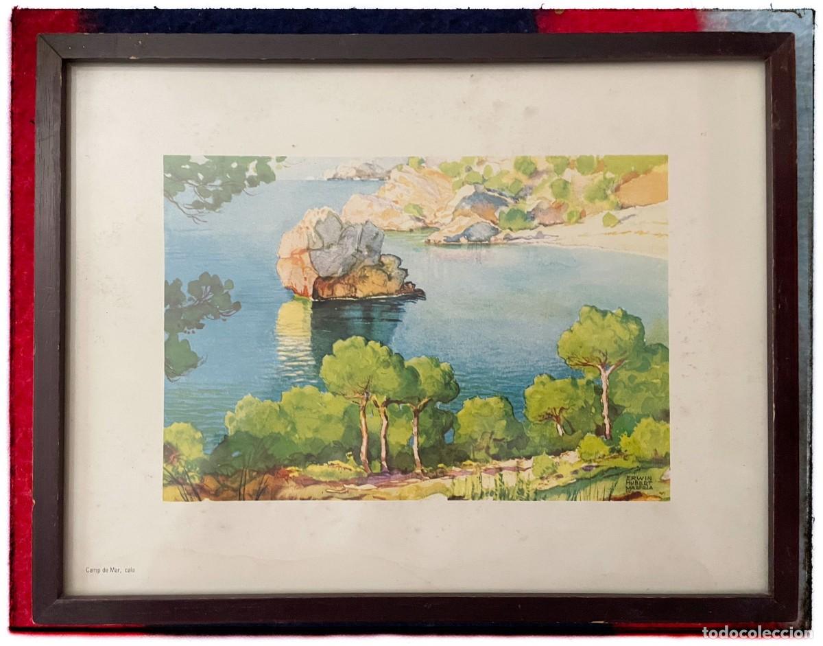Otros Objetos de Arte: Erwin Hubert, reproducci&oacute;n de los a&ntilde;os 50 de acuarela, Camp de mar, cala