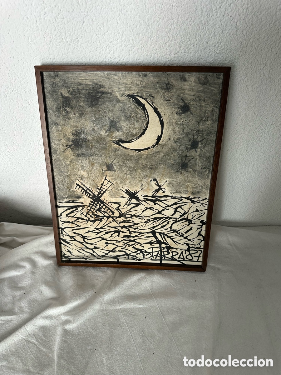 Otros Objetos de Arte: &Oacute;leo sobre lienzo La Mancha firmado Parra 87 composici&oacute;n abstracta moderna