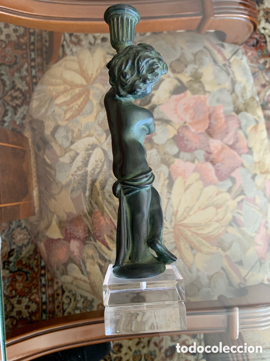 Otros objetos de arte: Pareja Candelabros Figuras Cl&aacute;sicas Estilo Bronce - Foto 3