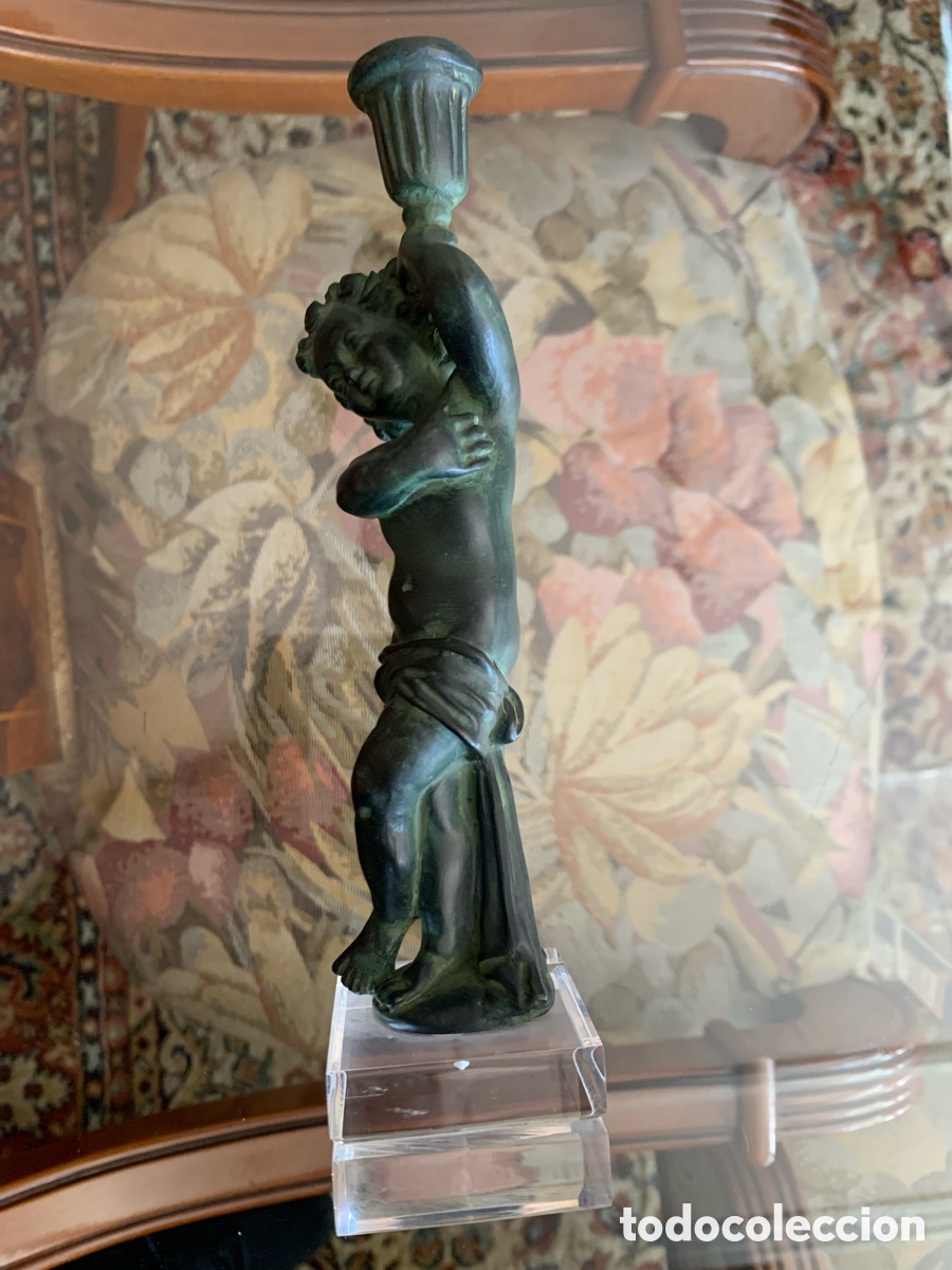 Otros objetos de arte: Pareja Candelabros Figuras Cl&aacute;sicas Estilo Bronce - Foto 5