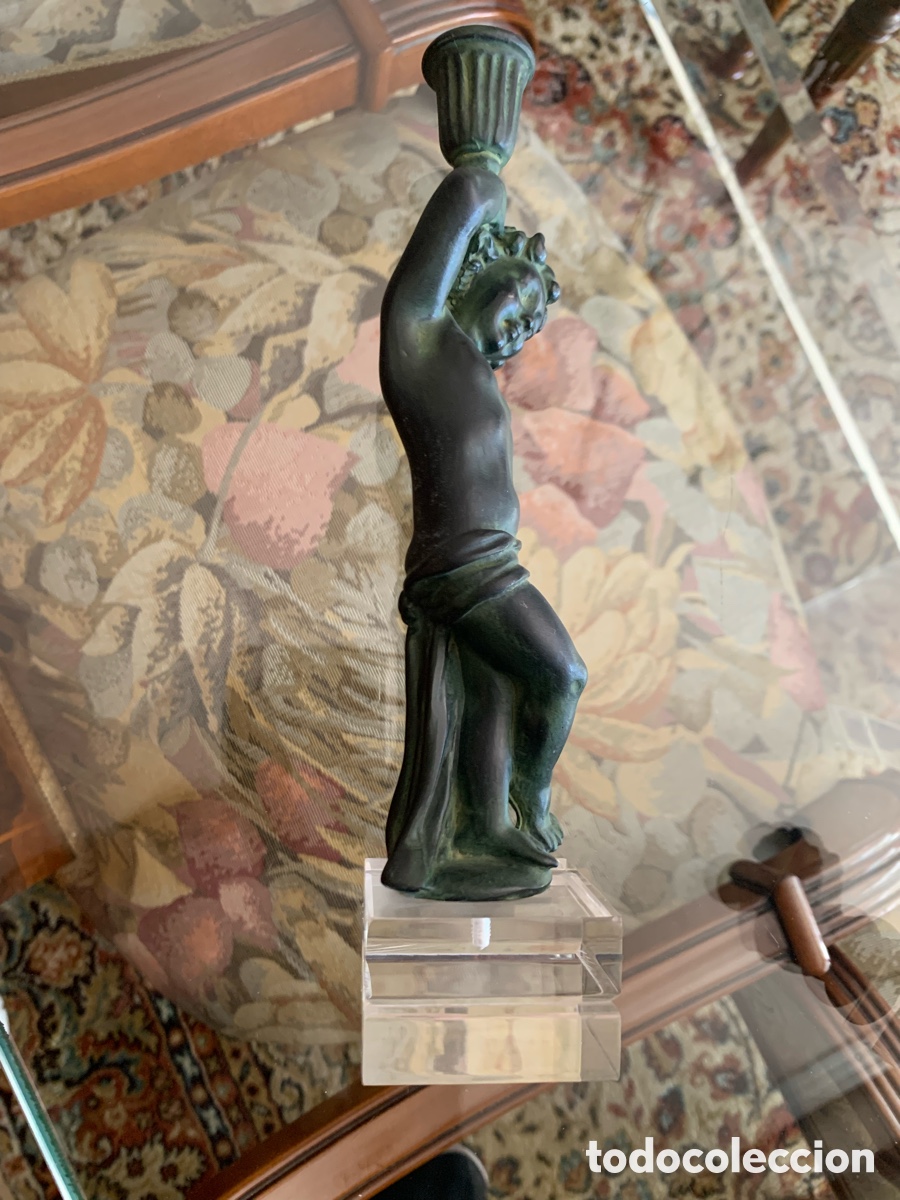 Otros objetos de arte: Pareja Candelabros Figuras Cl&aacute;sicas Estilo Bronce - Foto 8