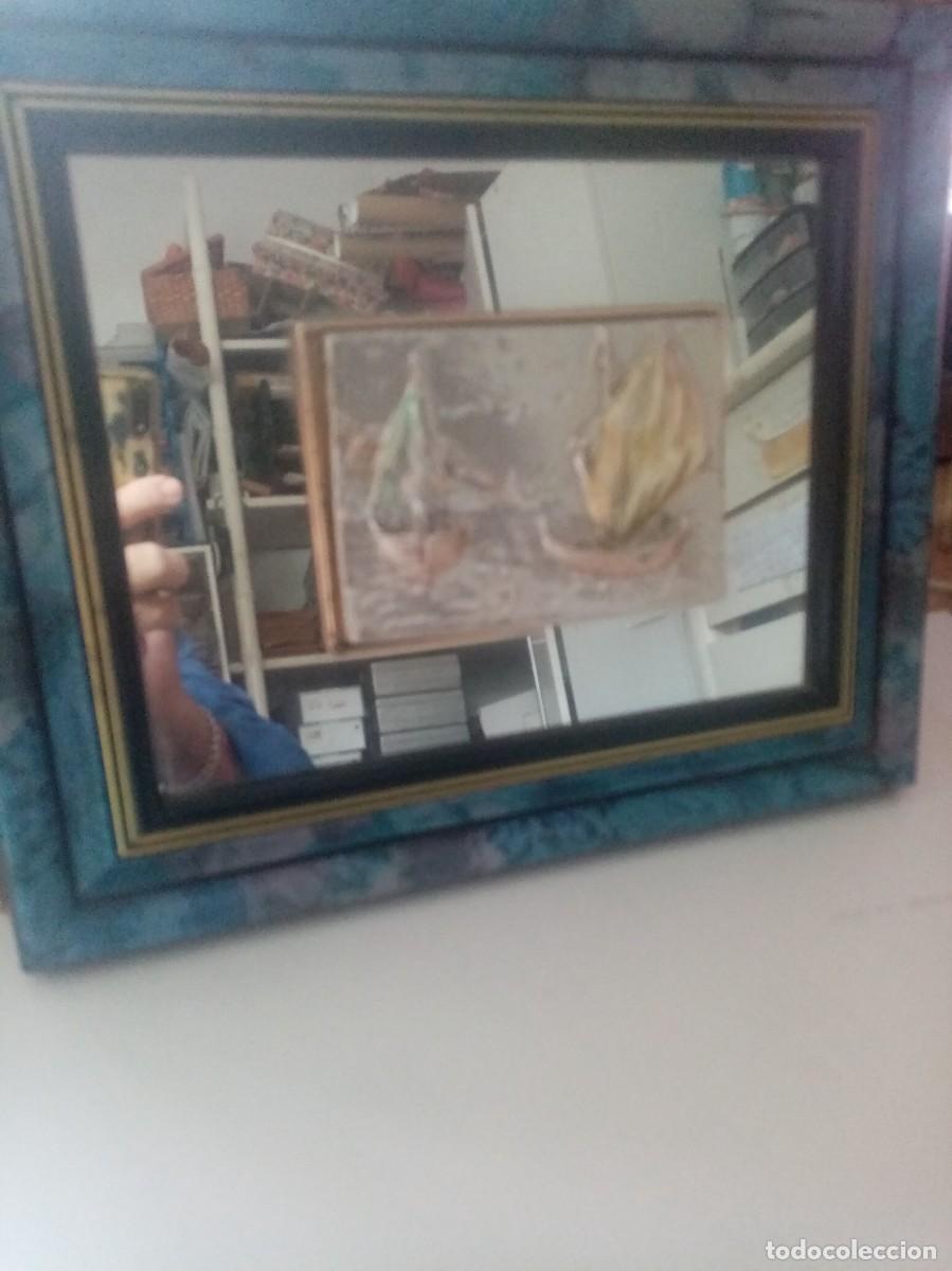 Otros Objetos de Arte: MARCO PAISAJE MARINO SOBRE ESPEJO MEDIDA 27 X 32
