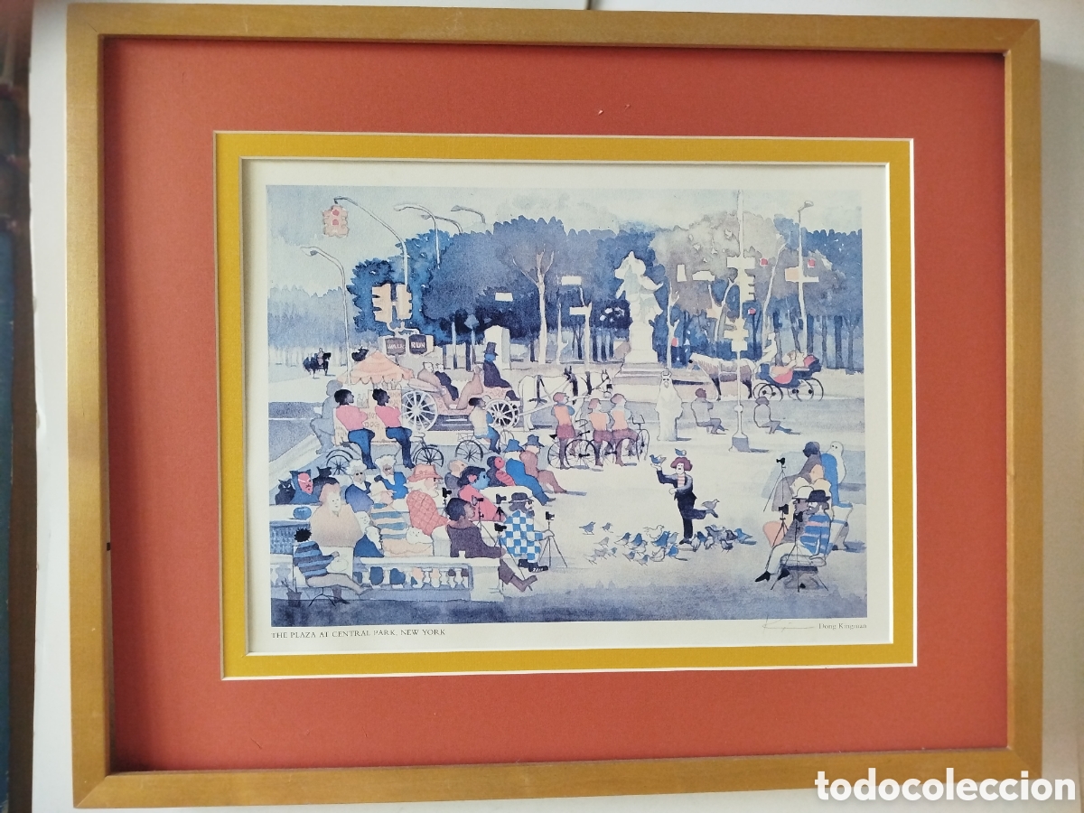 Otros Objetos de Arte: DONG KINGMAN. THE PLAZA AT CENTRAL PARK.NEW YORK. REPRODUCCI&Oacute;N EN OFFSET DE ACUARELA FIRMADA A LAPIZ