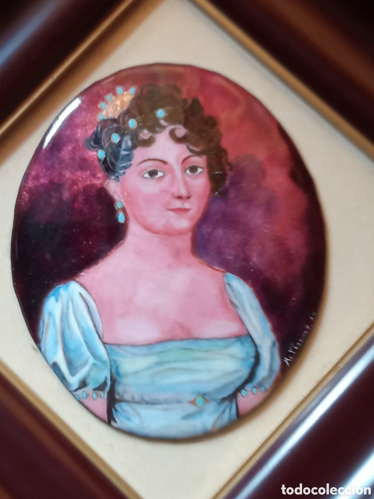 Otros Objetos de Arte: Bonito esmalte, firmado, mide 13,5x11cm y enmarcado 24,5x24,5cm