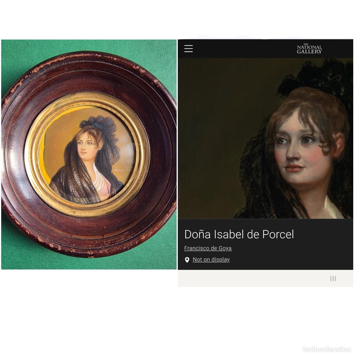 Otros Objetos de Arte: MINIATURA PINTADA A MANO ENMARCADA EN MADERA &ndash; retrato de Do&ntilde;a Isabel de Porcel