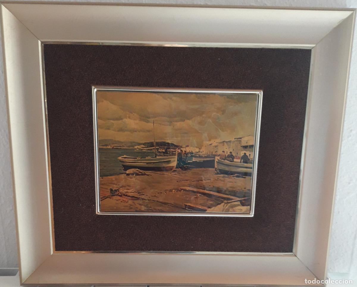 Otros Objetos de Arte: CUADRO PINTADO Y ESMALTADO, CON MARCO DE ALUMINIO DORADO, VILA CA&Ntilde;ELLAS, MARINA....