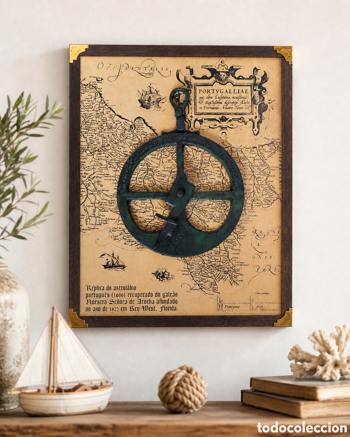 Otros Objetos de Arte: Cuadro nautico vintage Astrolabio