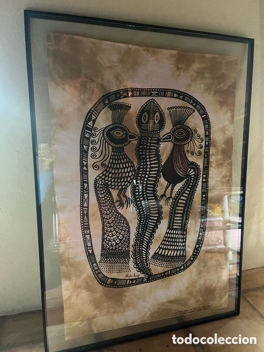 Otros Objetos de Arte: Batik Original 80x60 signat per Heidi Lange - Art Afric&agrave; Vintage