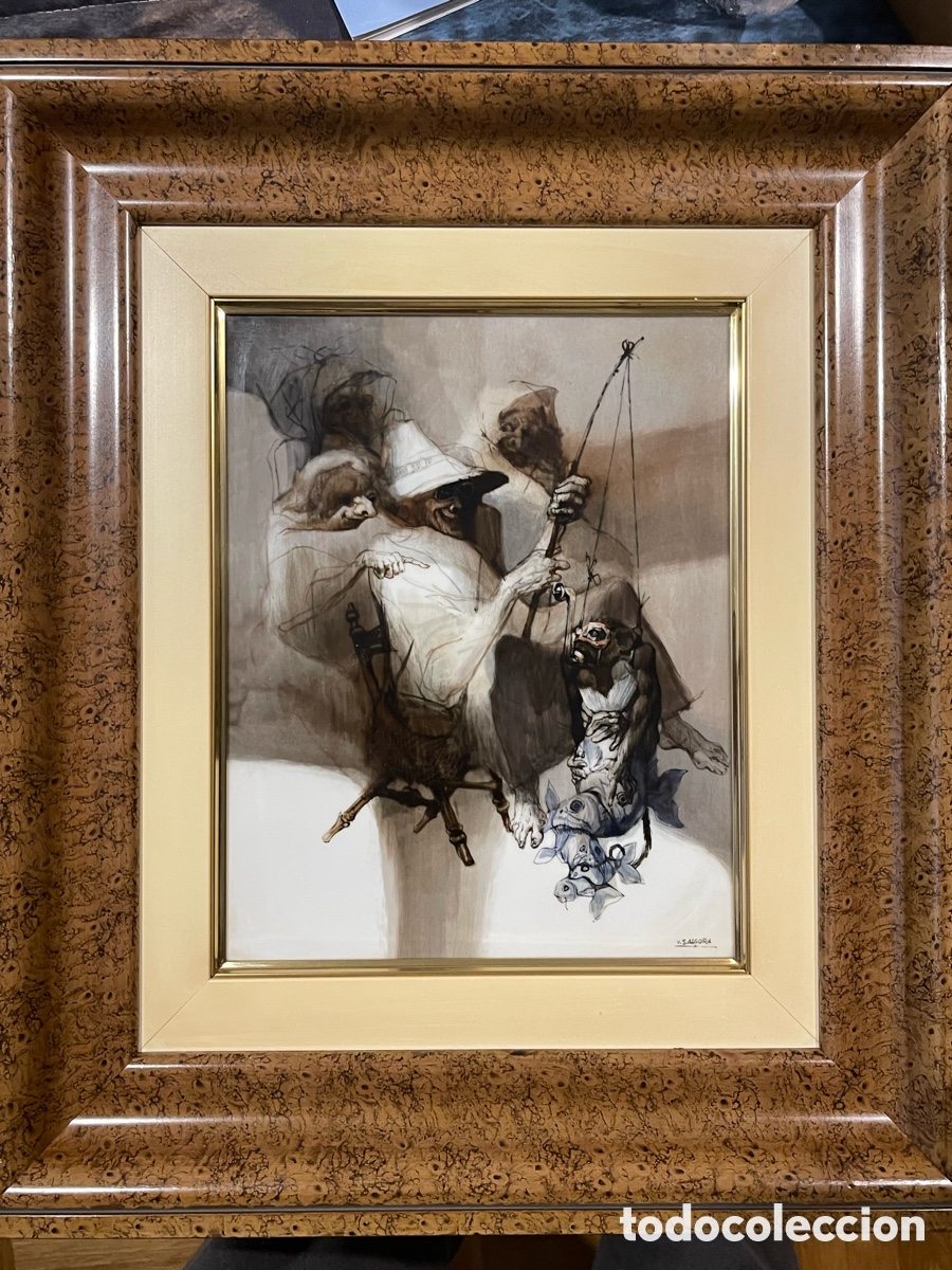 Otros objetos de arte: Vicente S&aacute;nchez Algora &ldquo;La pesca&rdquo; cer&aacute;mica Baviera - Foto 6