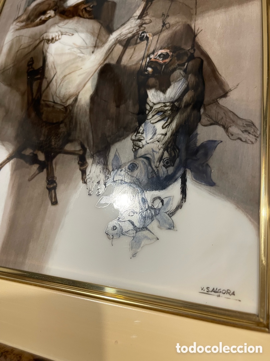 Otros objetos de arte: Vicente S&aacute;nchez Algora &ldquo;La pesca&rdquo; cer&aacute;mica Baviera - Foto 7