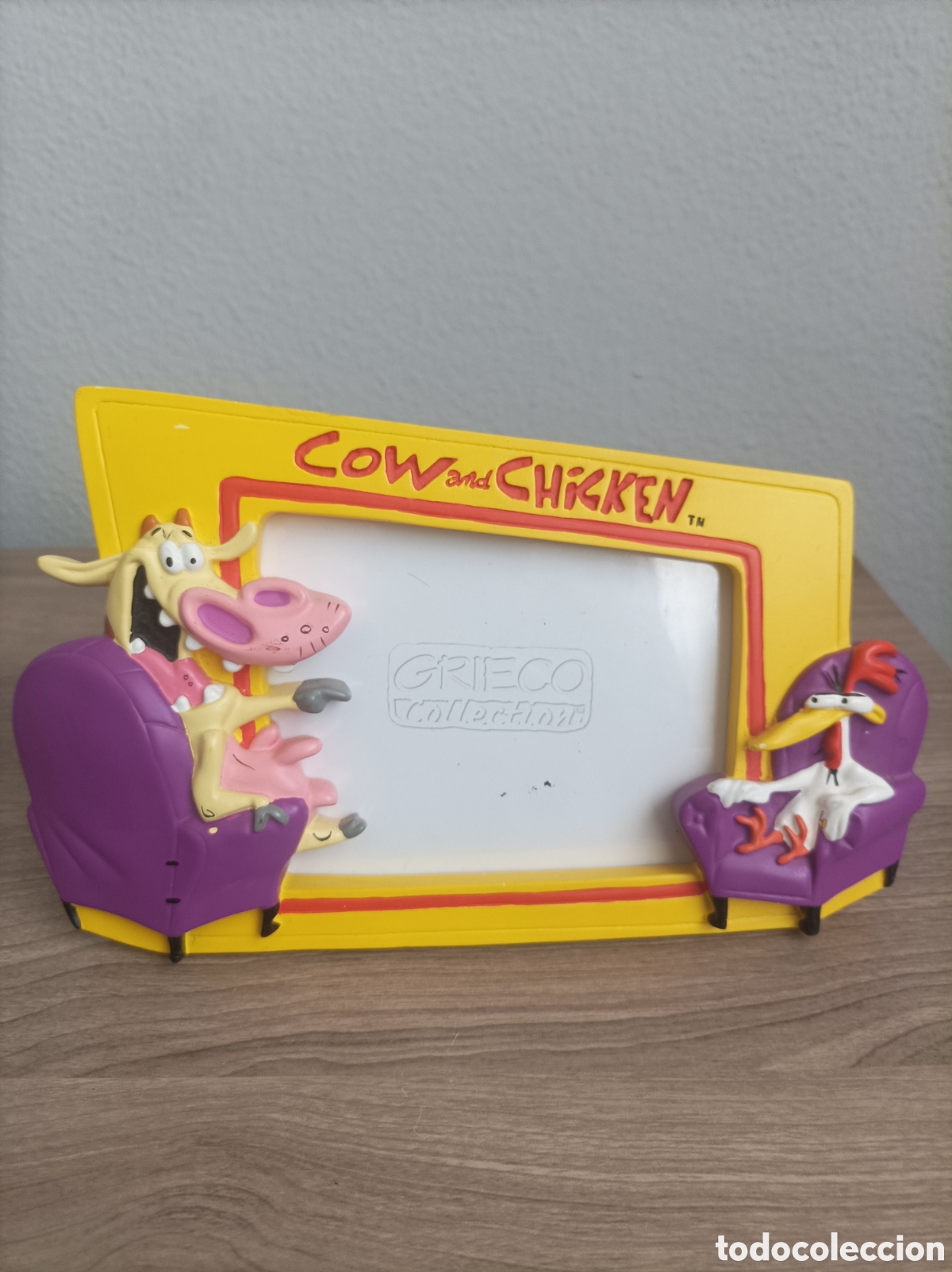 Otros Objetos de Arte: Marco de fotos Cow and Chicken 2001 Cart&oacute;n Network Poliresina relieve