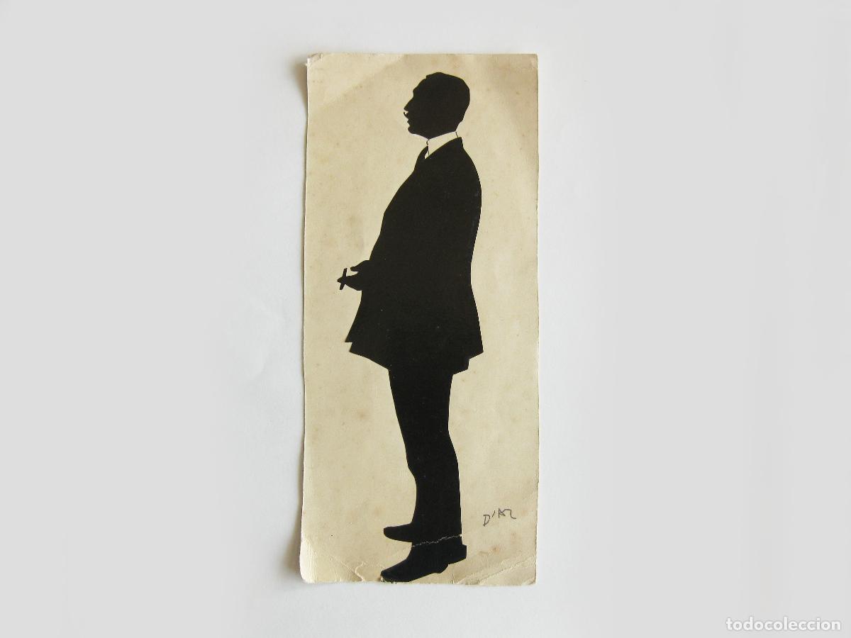 Otros Objetos de Arte: ANTIGUA SILUETA FIRMADA ORIGINAL. A&Ntilde;OS 20 O 30. FOLK ART CUT AND PASTED