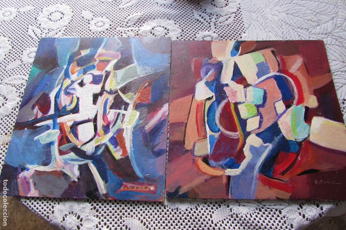 Otros Objetos de Arte: LOTE 2 CUADROS Pintura expresionista abstracta E MU&Ntilde;OZ