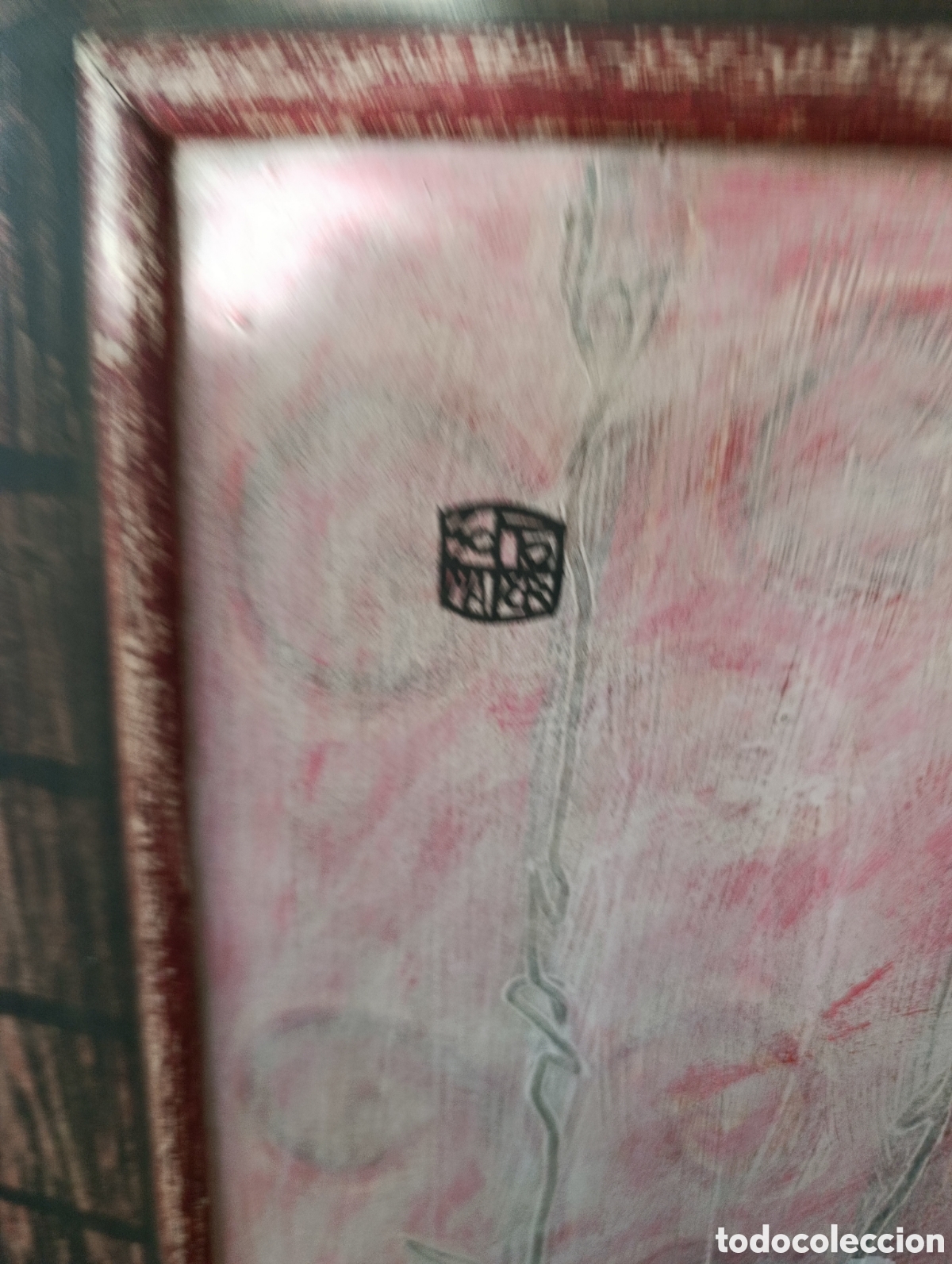 Otros objetos de arte: Cuadro con marco pintado sobre tablilla autor extreme&ntilde;o. - Foto 2
