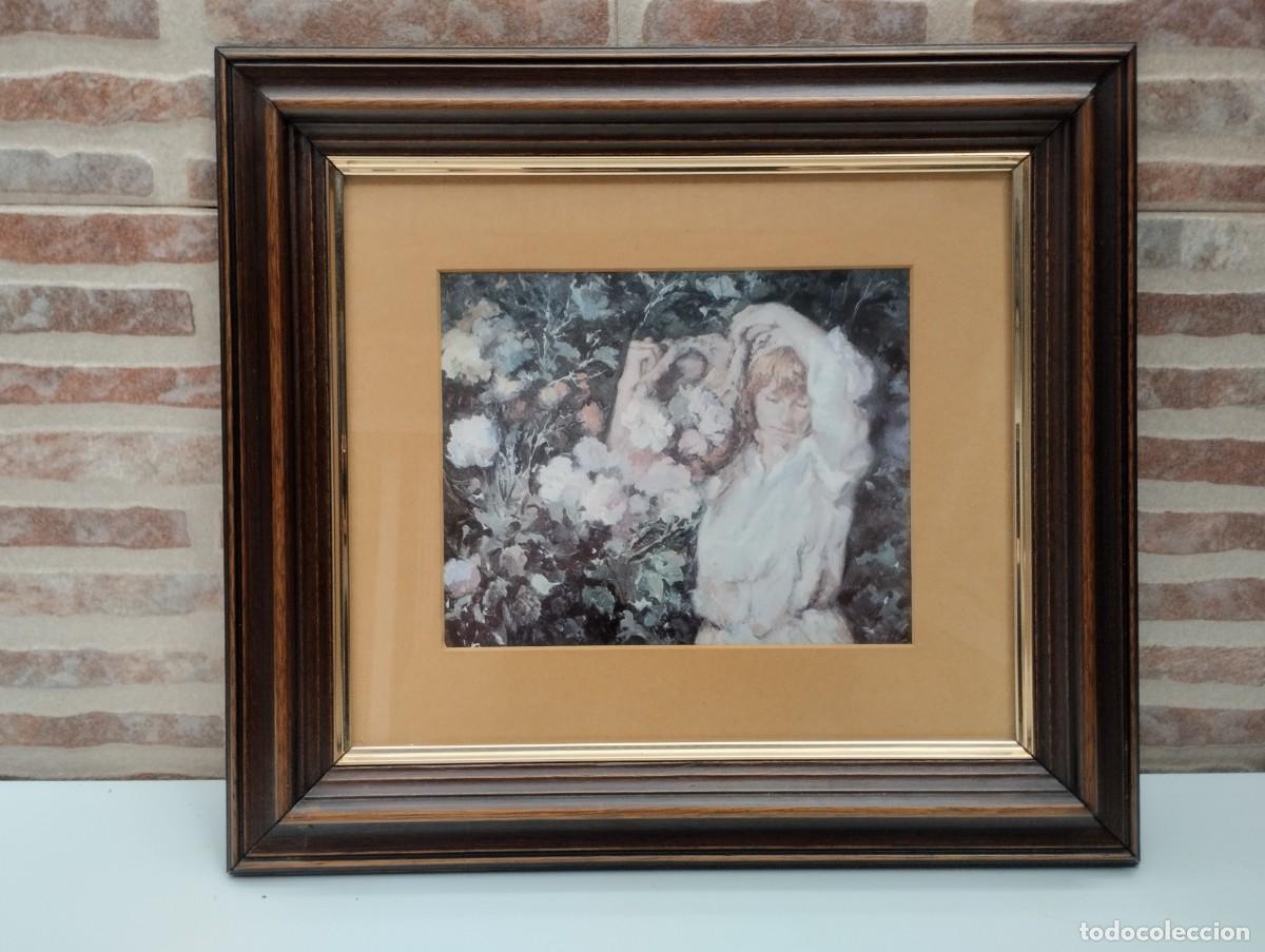 Andere Kunstgegenst&auml;nde: Marco de madera vintage con cristal y l&aacute;mina de obra de Jos&eacute; Royo