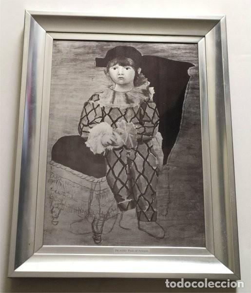 Otros Objetos de Arte: Reproducci&oacute;n de obra de Picasso. Paulo de Arlequ&iacute;n. Perfectamente enmarcado