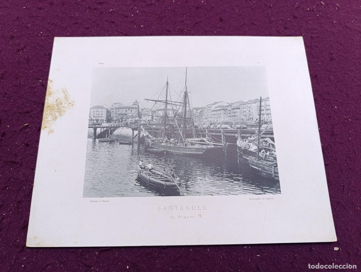 Otros Objetos de Arte: 1890, Antigua Fototipia de Hauser y Menet, Santander, El Puerto, unos 32 x 26 cm