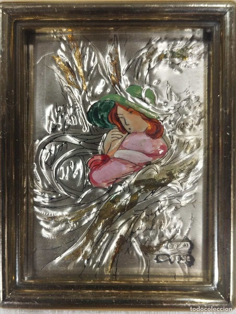 Otros objetos de arte: CUADRO TI EMME ELABORADO A MANO CON ESMALTE Y PLATA DE LEY. - Foto 2