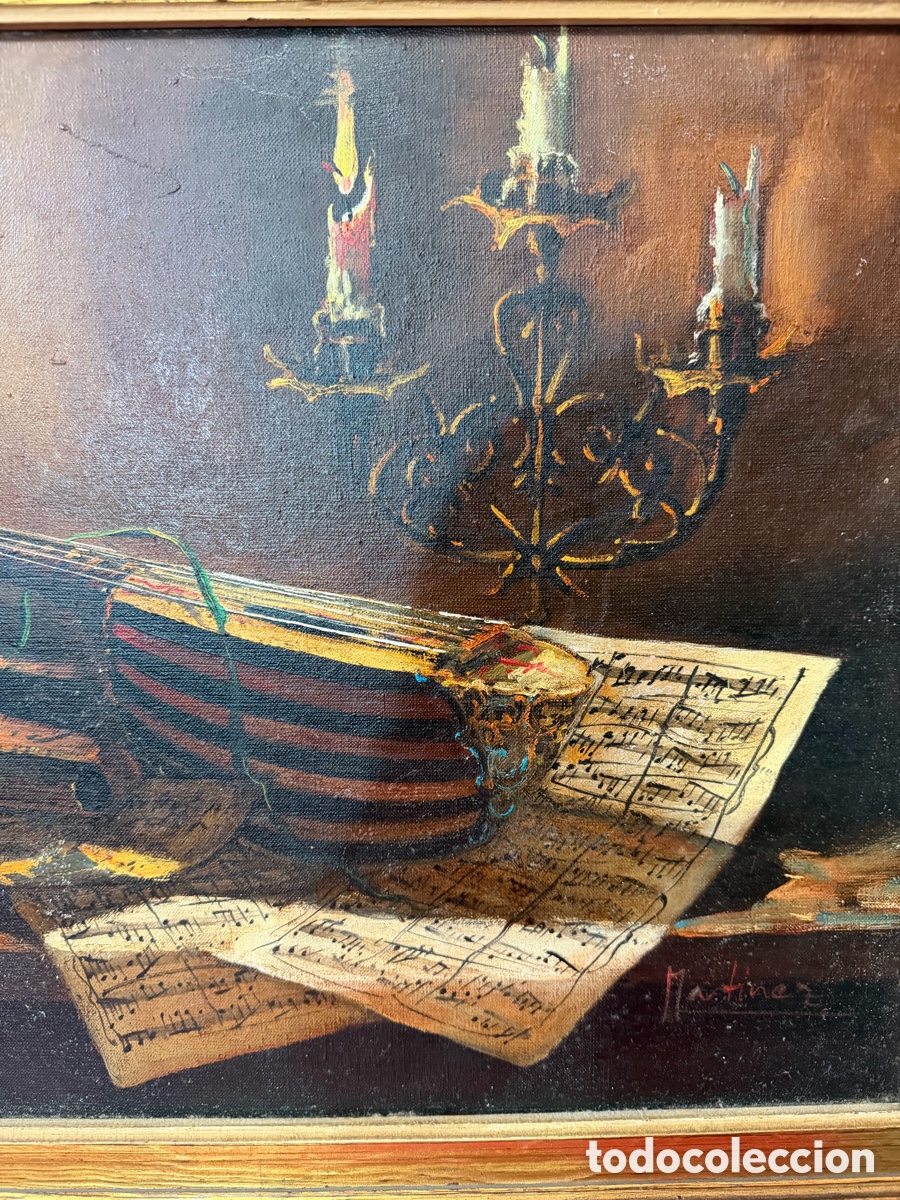 Otros objetos de arte: Bodeg&oacute;n musical vintage &oacute;leo viol&iacute;n - Foto 2