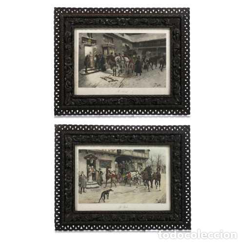 Arte: Dos grabados ingleses - Gilbert Scott Wright (firmados)