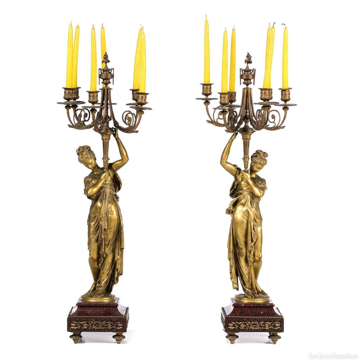 Art: Escultura - Par de candelabros - Albert Carrier-Belleuse - Siglo XIX