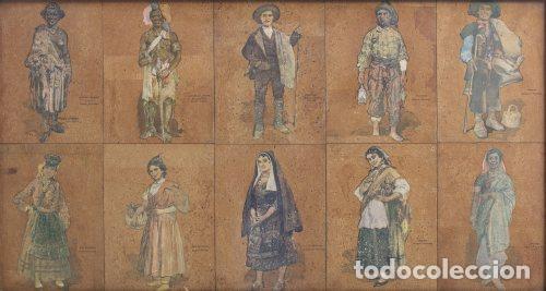 Otros Objetos de Arte: Grabado - Trajes t&iacute;picos de los portugueses y sus antiguas colonias - Alfredo de Morais