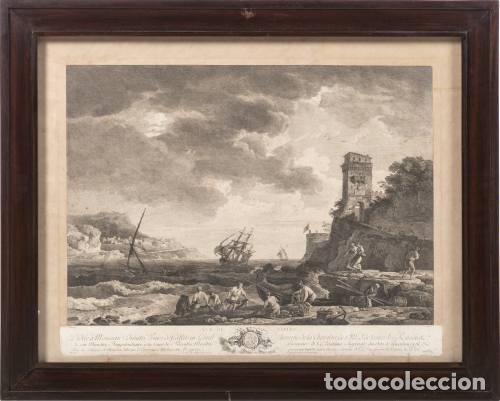 Arte: Grabado franc&eacute;s - 'Vista de N&aacute;poles' - siglo XIX