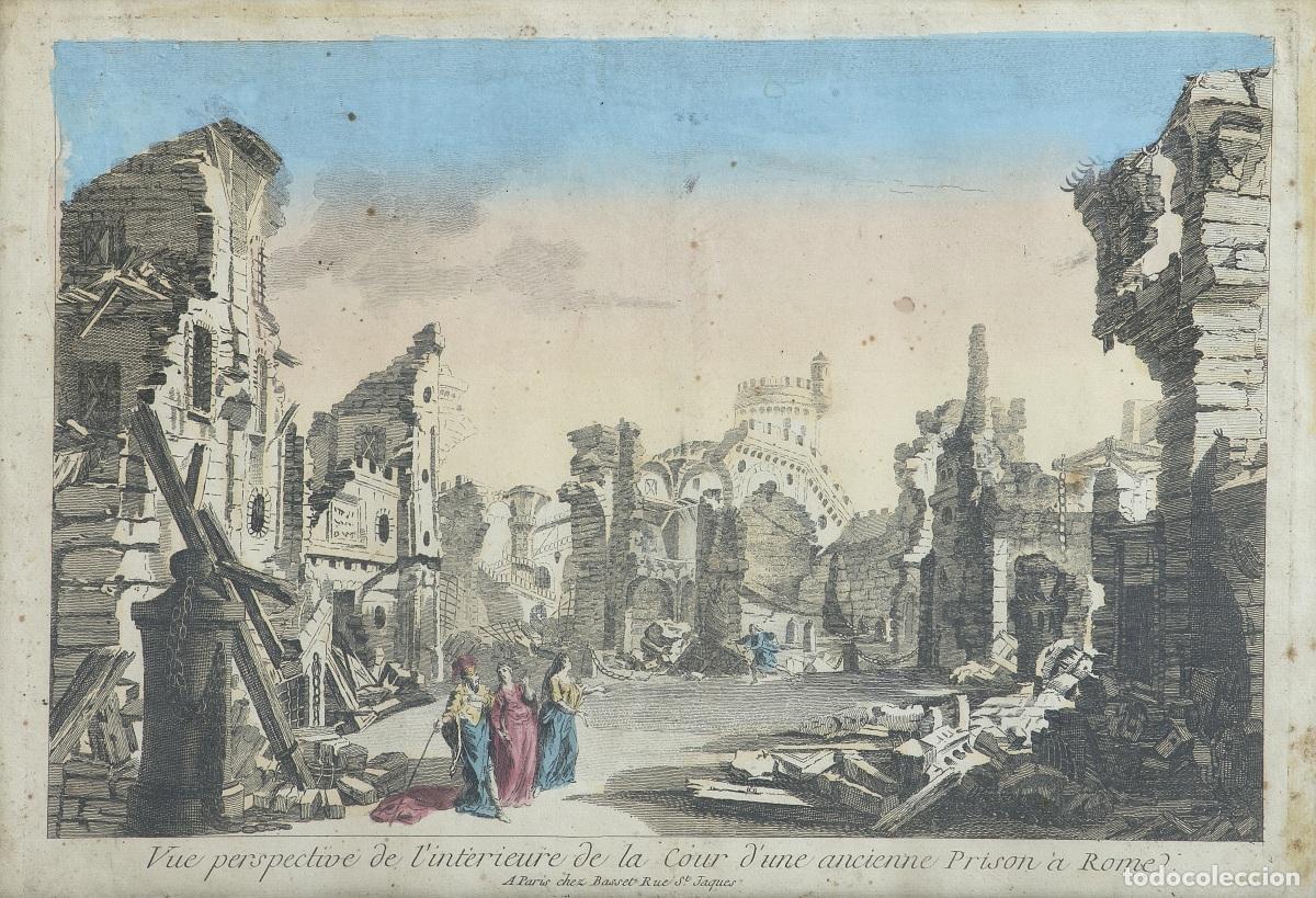Arte: Grabado - 'Vue outlook de L'int&eacute;rieure de la cour J'une ancienne Prison &agrave; Rome'