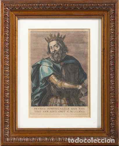 Arte: Grabado en acuarela - Rey Pedro I - Siglo XVII