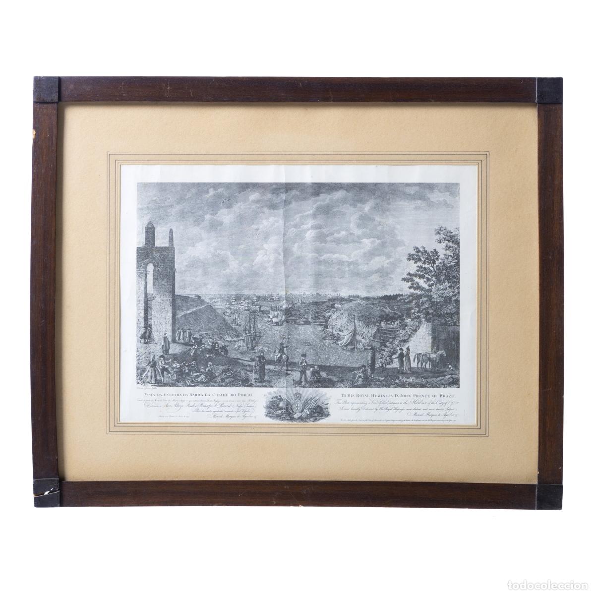 Art: Grabado - Vista de la entrada al puerto de la ciudad de Oporto - Dedicado a Su Alteza Real