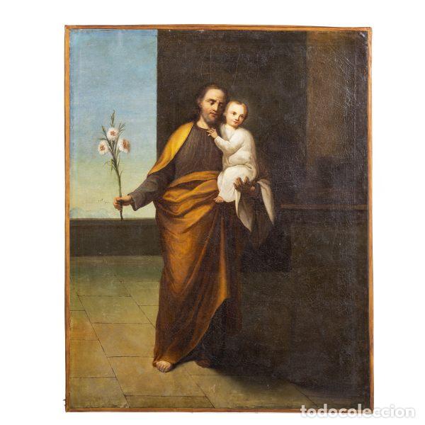 Art: Pintura - San Jos&eacute; con el Ni&ntilde;o Jes&uacute;s - Siglo XVIII