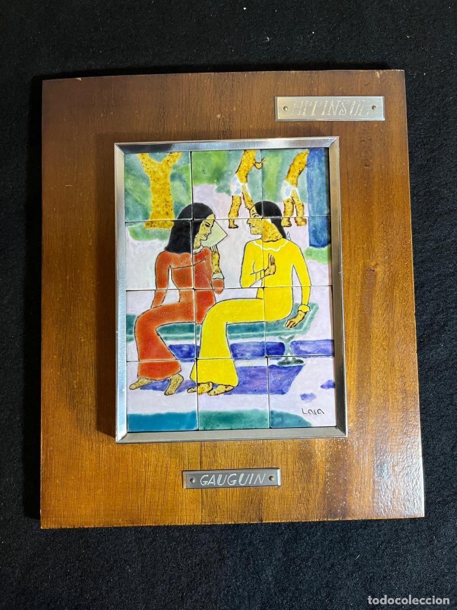 Other art objects: Cuadro azulejos Gauguin Art Insul mural cer&aacute;mico vintage a&ntilde;os 70 80 Tahit&iacute;