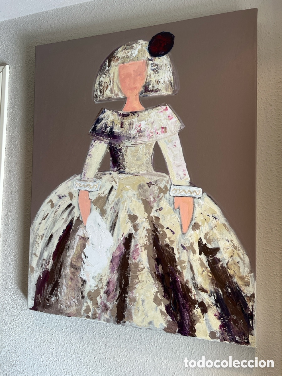 Otros Objetos de Arte: Menina contempor&aacute;nea pintada a mano sobre lienzo