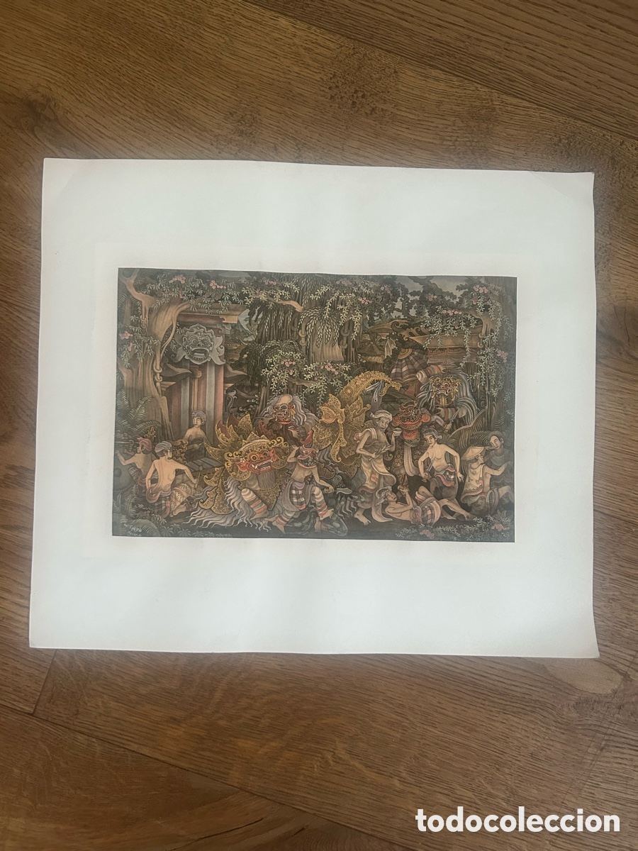 Otros Objetos de Arte: Pintura Balinesa Original - Danza Tradicional Barong Bali