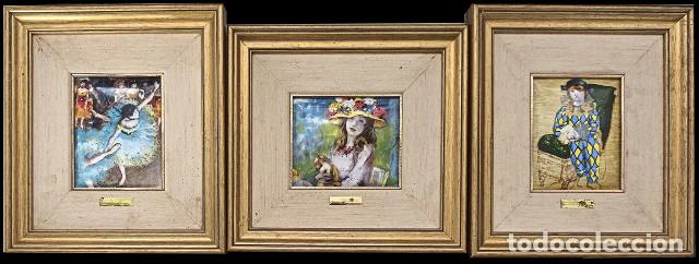 Otros Objetos de Arte: CONJUNTO DE TRES ESMALTES ENMARCADOS DE OBRAS DE RENOIR, DEGASSE Y PICASSO - CUADRO-1131